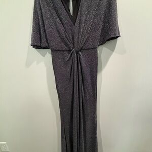 Betsy & Adam Shimmering Gray Maxi Dress
